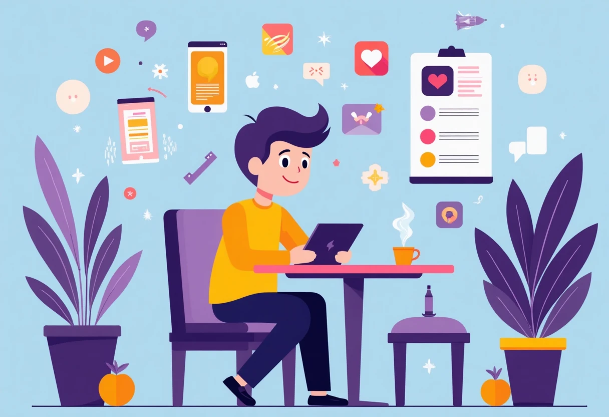 Freelance che utilizza app per la produttività