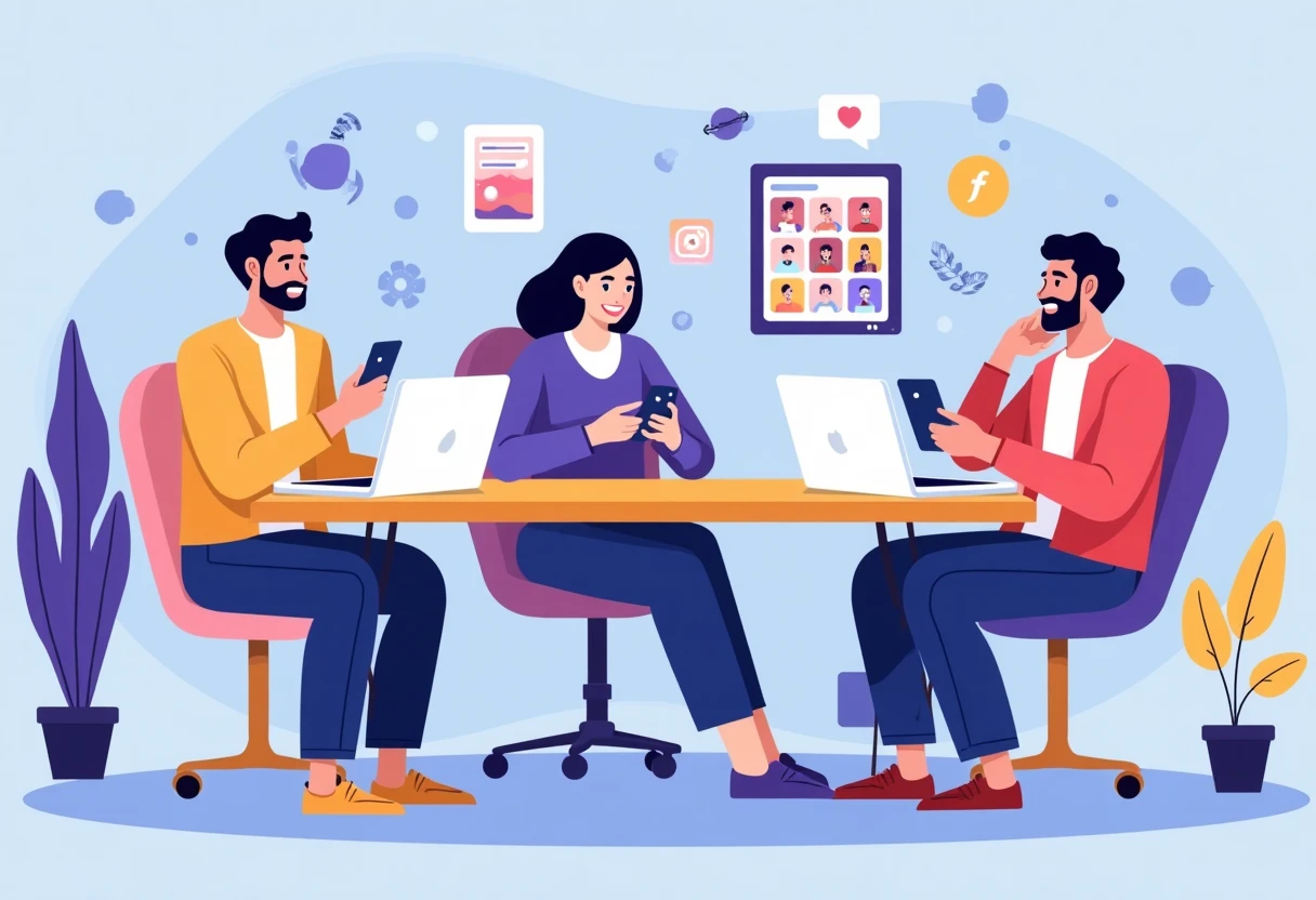 Jeunes adultes utilisant des applications sociales