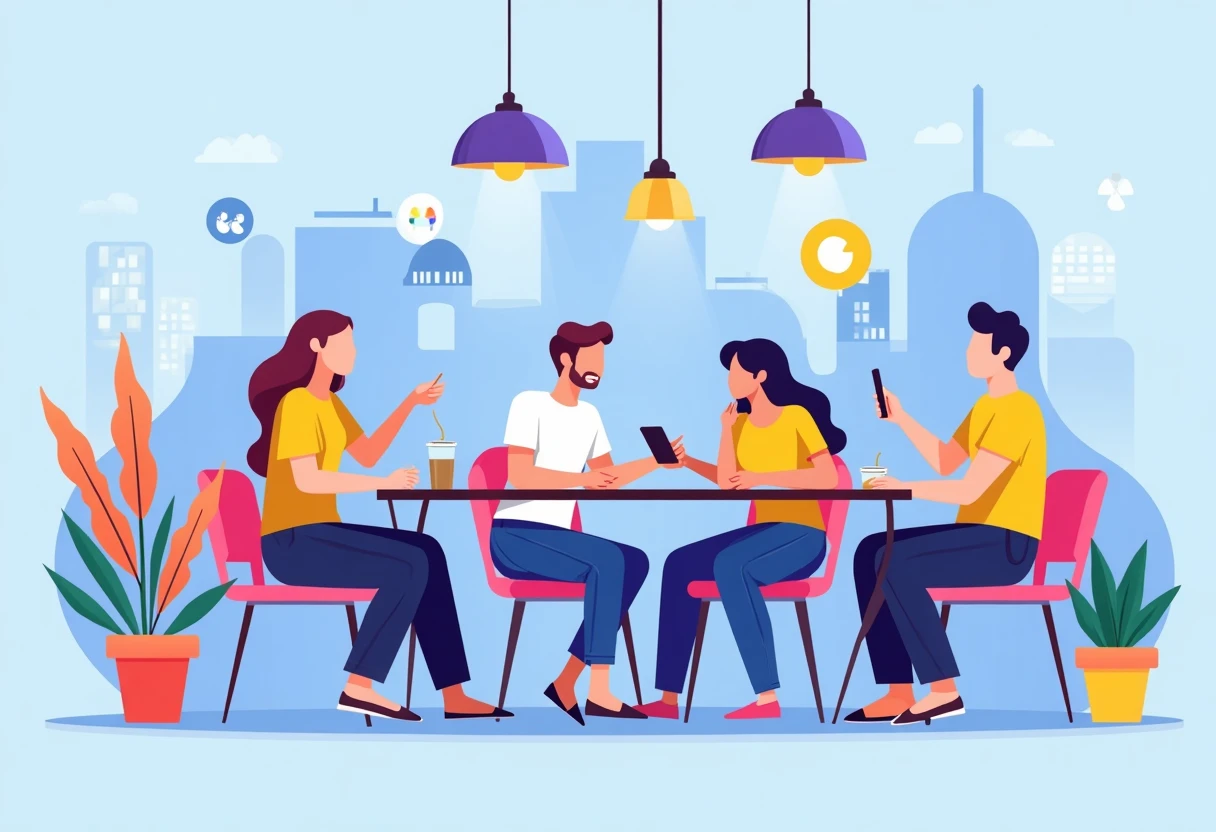 Interação social em um café