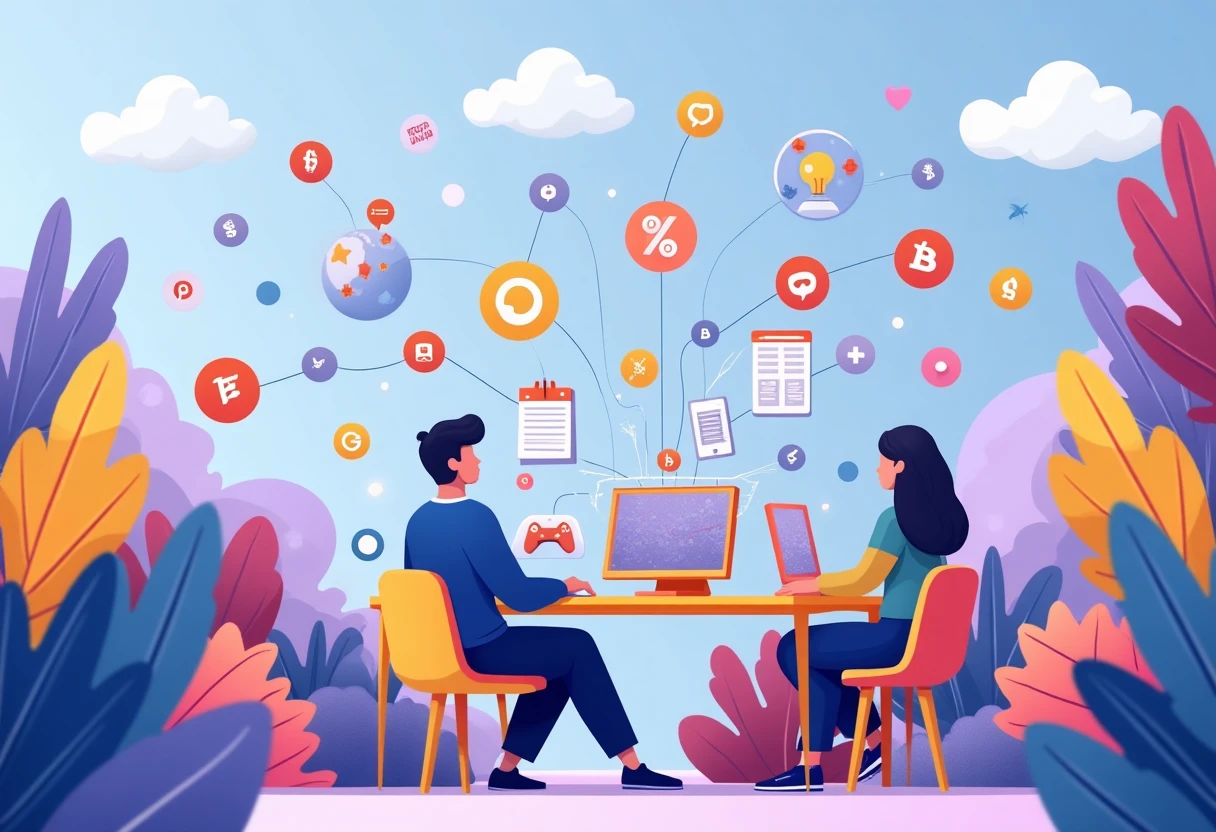 Bustling digital community of social media apps